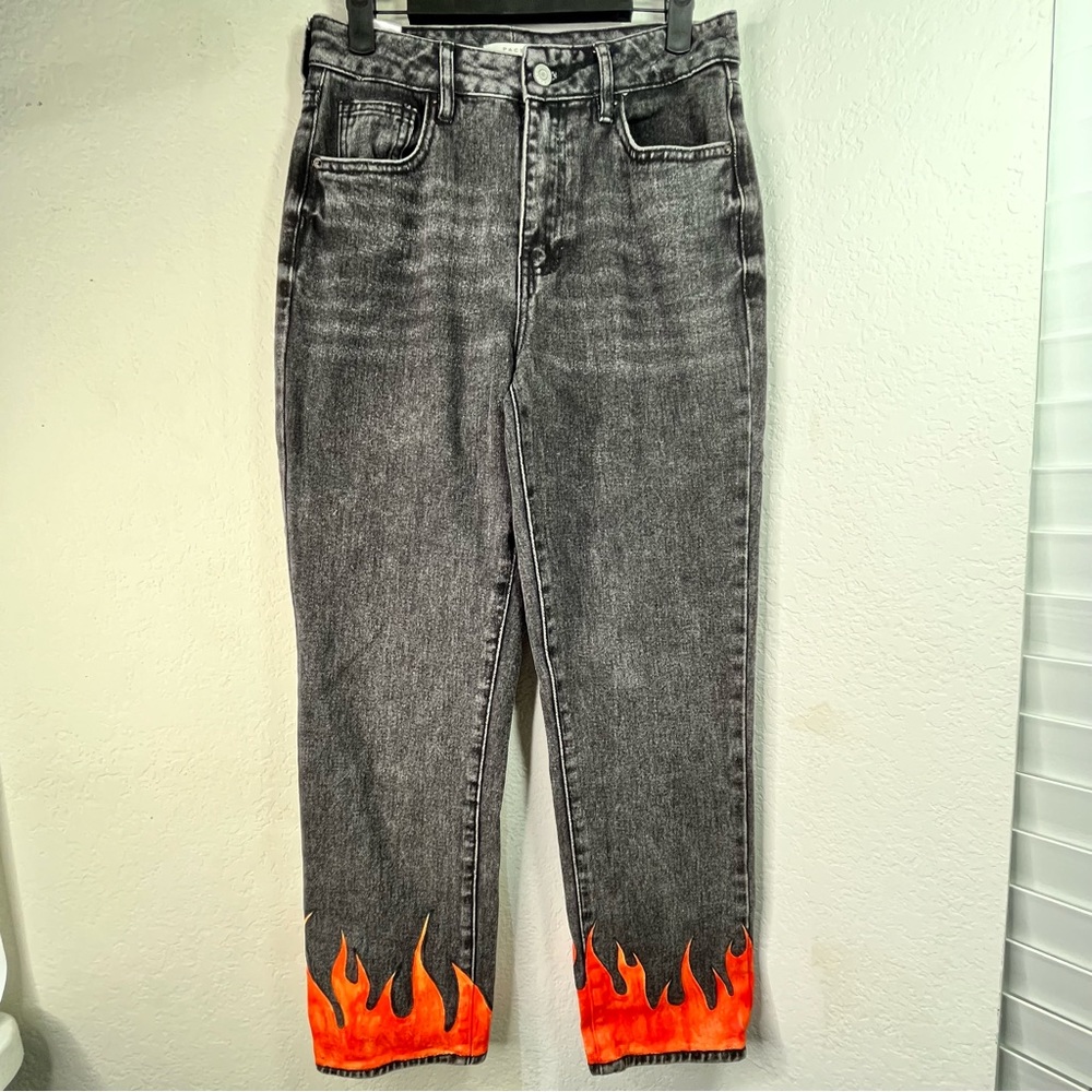 Painted PacSun Black Acid Wash High Rise Mom Jeans, Size 26